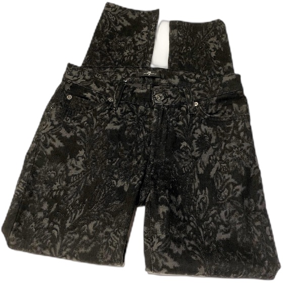 7 For All Mankind Pants - 7 for all mankind Black Floral Skinny Pants    248